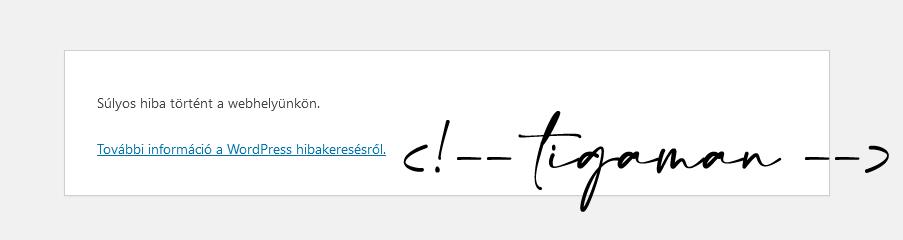 Weboldalon megjelenő hibaüzenet